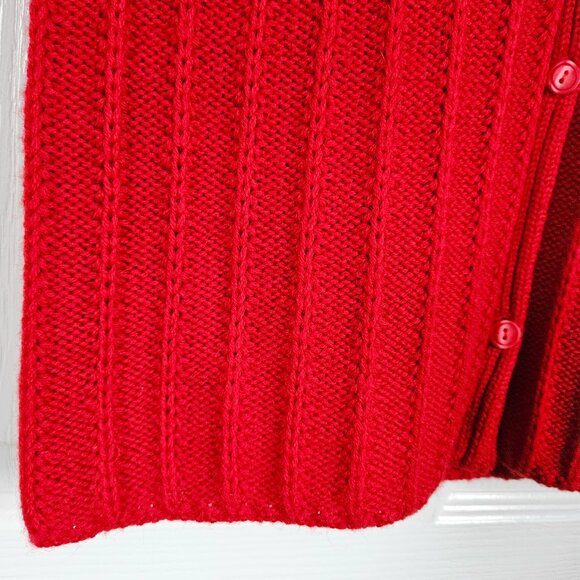 Eddie Bauer Wool Shawl Collar Sweater Vest Medium Tall MT Women Red Button Front - Picture 5 of 15